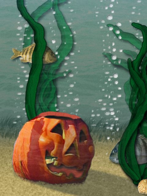 Jack-o-Lantern aquarium ornament
