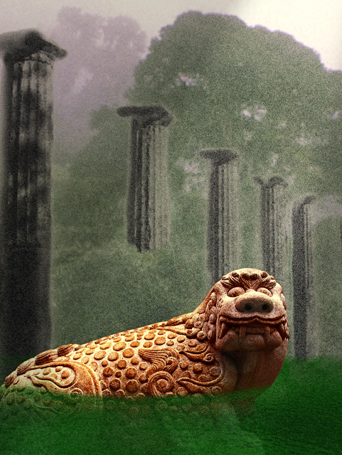 Lion in ruins